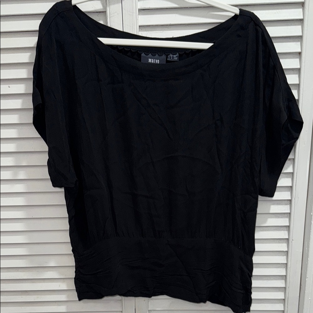 Maeve Classic Black Short Sleeve Tee Size 14 NWT